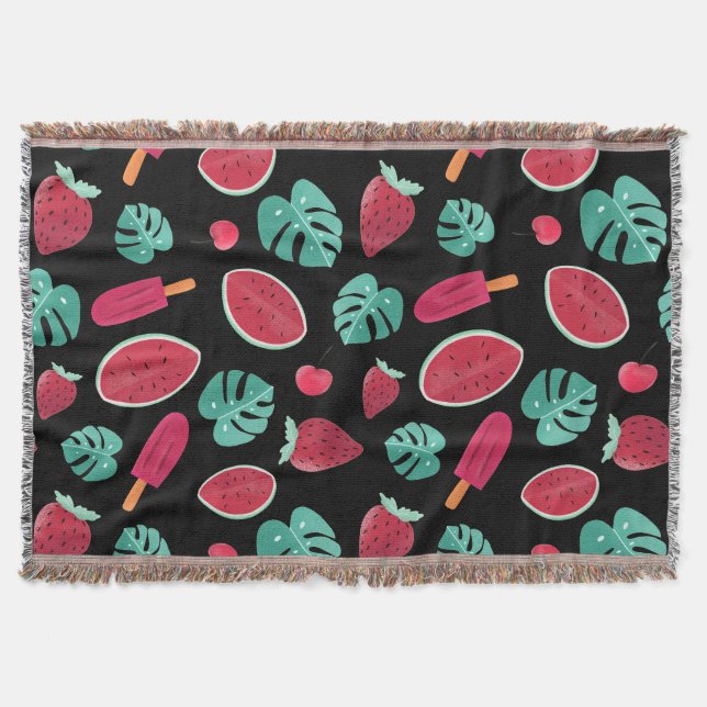 Popsicle, Cherry, Strawberry & Watermelon Blätter Decke (Vorderseite)