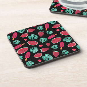 Popsicle, Cherry, Strawberry & Watermelon-Blätter Getränkeuntersetzer