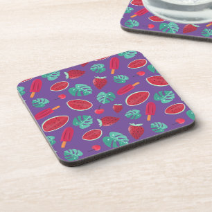 Popsicle, Cherry, Strawberry & Watermelon-Blätter Getränkeuntersetzer
