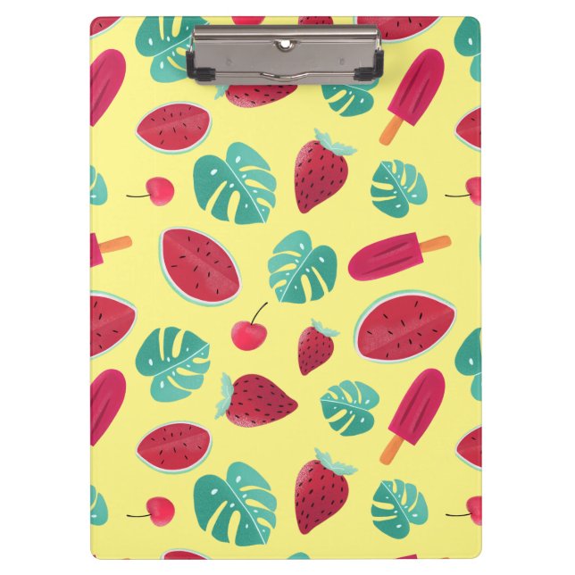 Popsicle, Cherry, Strawberry & Watermelon Blätter Klemmbrett (Vorderseite)