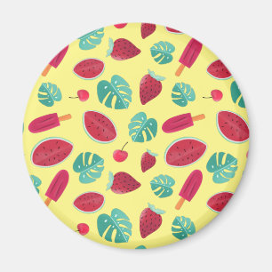 Popsicle, Cherry, Strawberry & Watermelon-Blätter Magnet