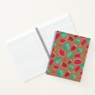 Popsicle, Cherry, Strawberry & Watermelon Blätter Notizbuch