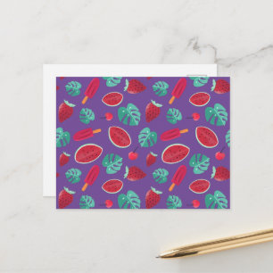 Popsicle, Cherry, Strawberry & Watermelon Blätter Postkarte