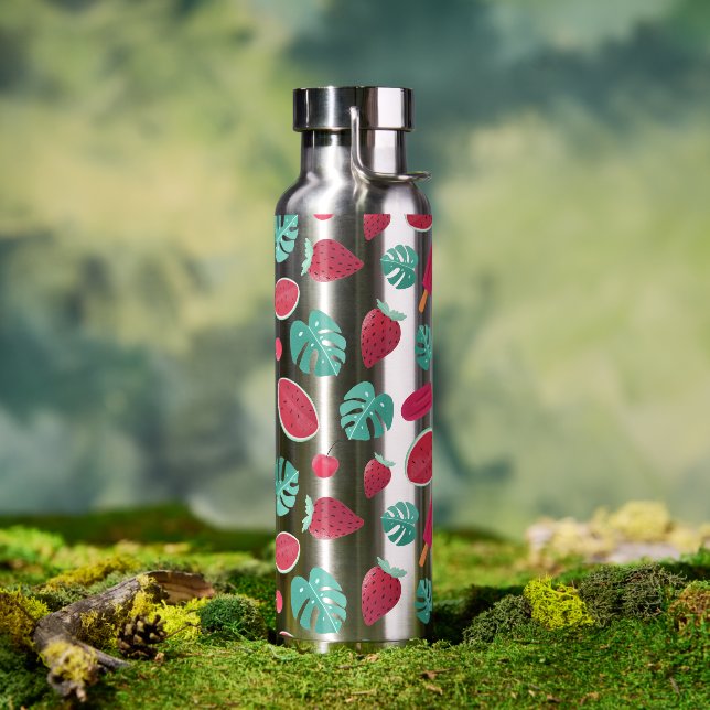 Popsicle, Cherry, Strawberry & Watermelon Blätter Trinkflasche (Außenbereich)