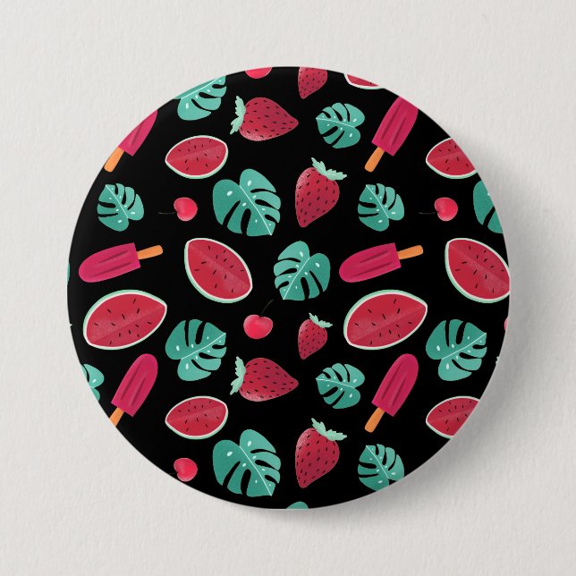 Popsicle, Cherry, Strawberry & Watermelon Leaves Button (Vorderseite)