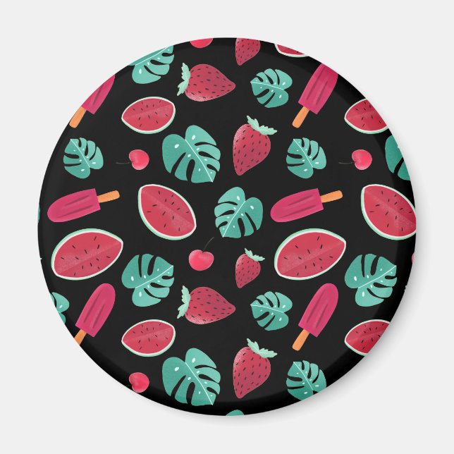 Popsicle, Cherry, Strawberry & Watermelon Leaves Magnet (Vorne)