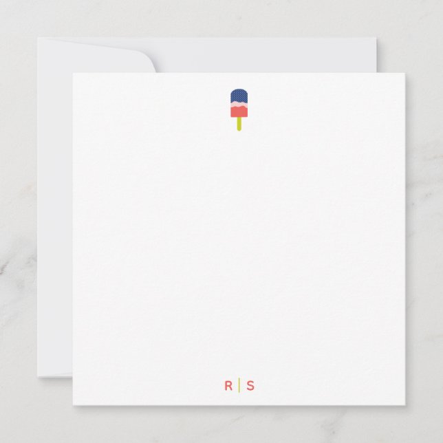Popsicle Coral Blue Modernes Personalisiertes Mono Mitteilungskarte (Vorderseite)
