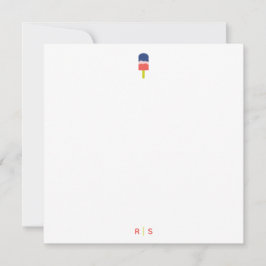 Popsicle Coral Blue Modernes Personalisiertes Mono Mitteilungskarte