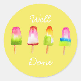 Popsicle Eis Block Sommer Wasserfarbenlehre niedli Runder Aufkleber