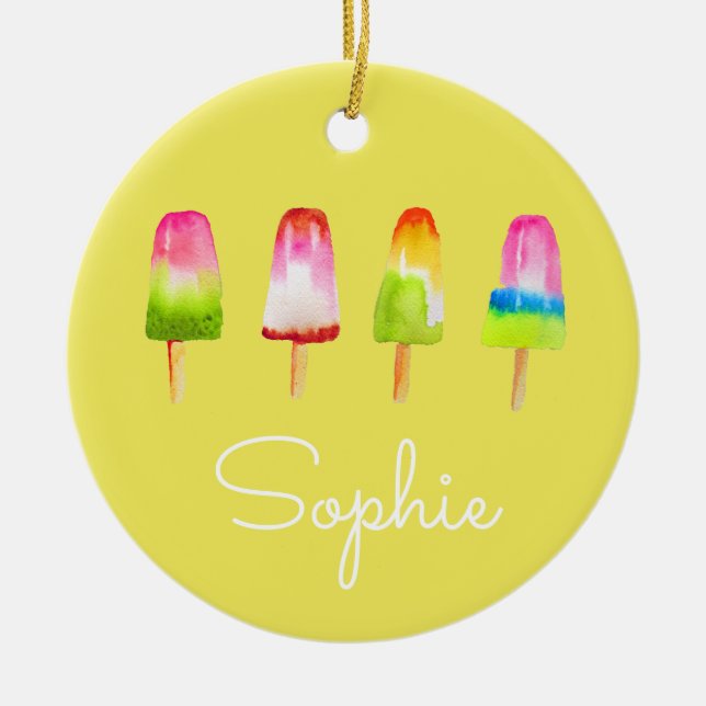 Popsicle Eis block Sommerwasserfarbe niedlich Keramik Ornament (Vorne)