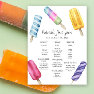 Popsicle First Birthday Mlestone Geburtstag Poster