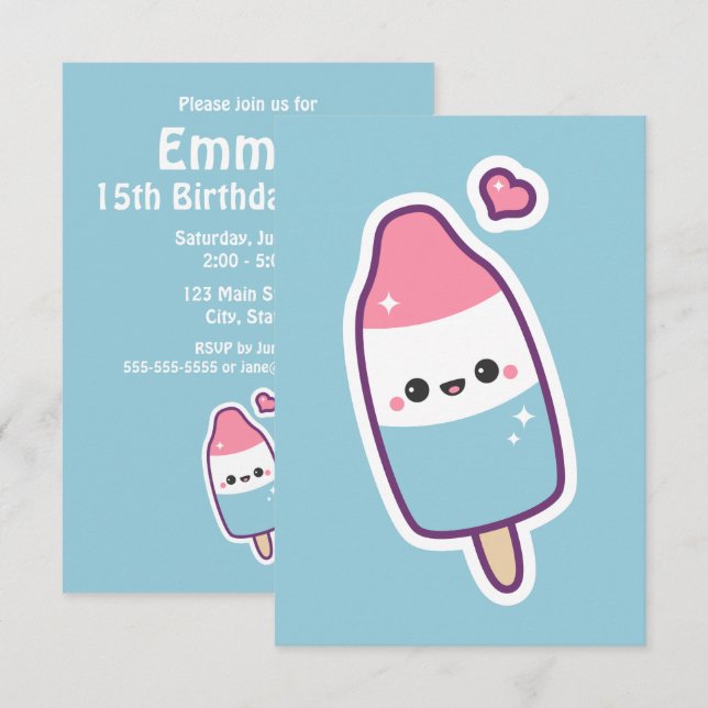 Popsicle joyeux Invitations d'anniversaire (Devant / Derrière)