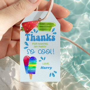 Popsicle-Party Cool Ices Blau Danke Geschenkanhänger