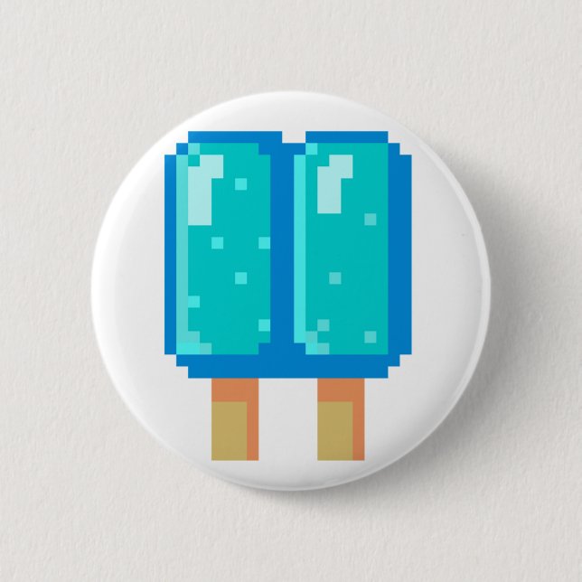Popsicle-Pixel-Kunst-blauer 8-Bitknopf Button (Vorderseite)
