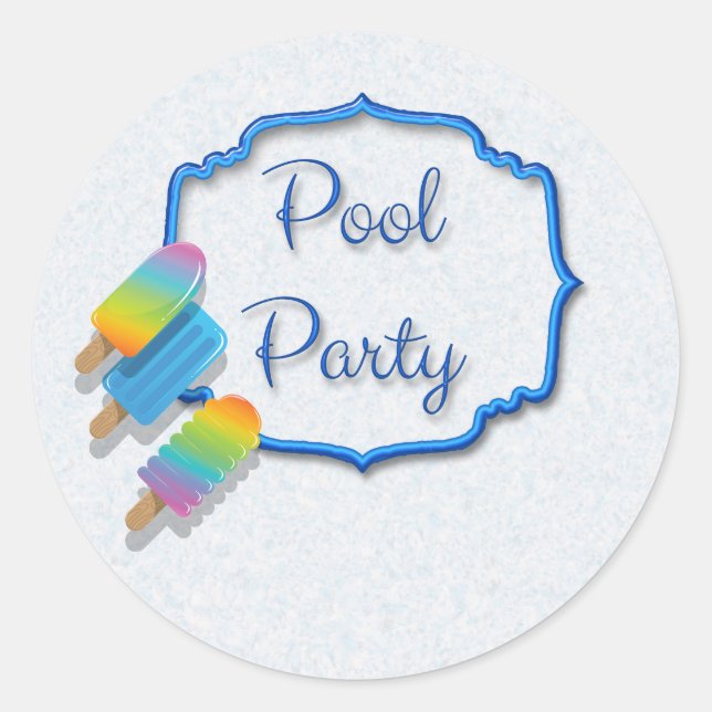 Popsicle Pool Party Runder Aufkleber (Vorderseite)