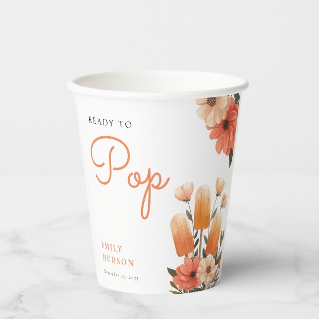 Popsicle Ready to Pop Baby Dusche Pappbecher (Vorderseite)
