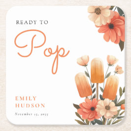 Popsicle Ready to Pop Baby Dusche Rechteckiger Pappuntersetzer