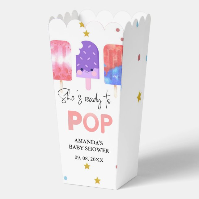 Popsicle She is ready to Pop Baby Shower Geschenkschachtel (Vorderseite)