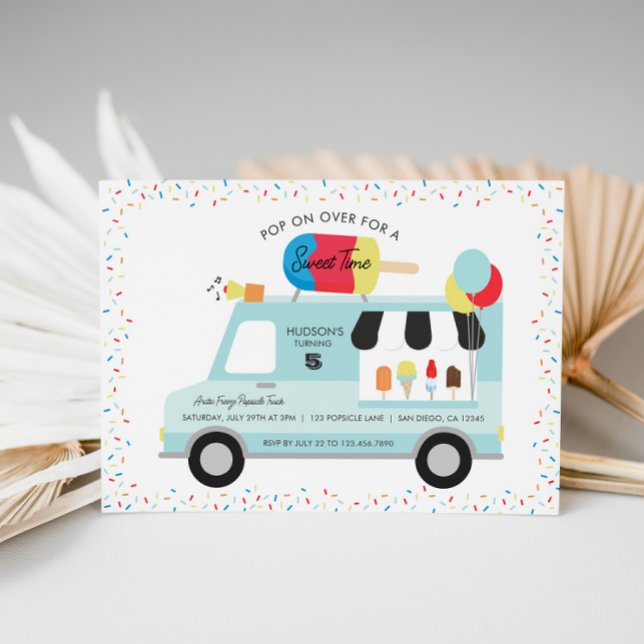 Popsicle Truck Birthday Party Einladung (Popsicle Truck Invitation)