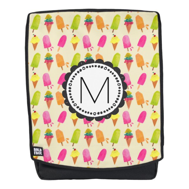 Popsicles and Ice cream cons Custom Monogram Rucksack (Vorderseite)