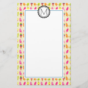 Popsicles and Ice Creme Personalisiert Monogram Briefpapier