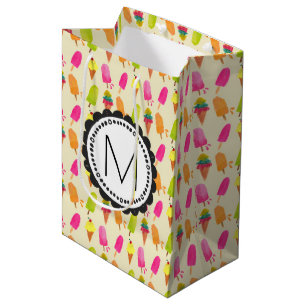 Popsicles and Ice Creme Personalisiert Monogram Mittlere Geschenktüte