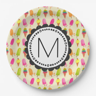 Popsicles and Ice Creme Personalisiert Monogram Pappteller