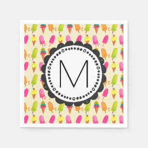 Popsicles and Ice Creme Personalisiert Monogram Serviette