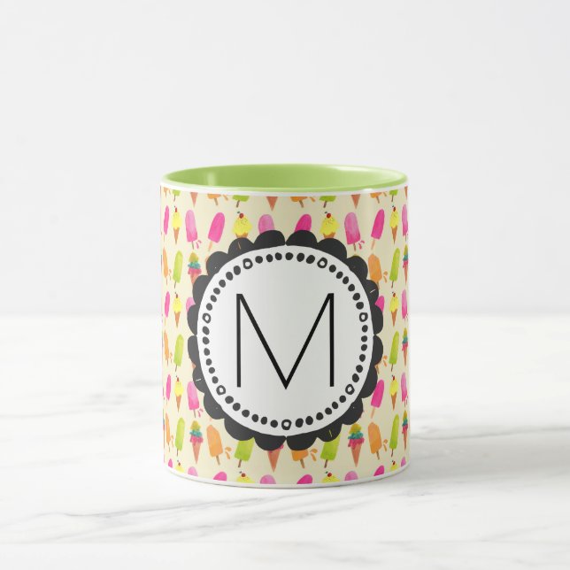 Popsicles and Ice Creme Personalisiert Monogram Tasse (Zentrum)