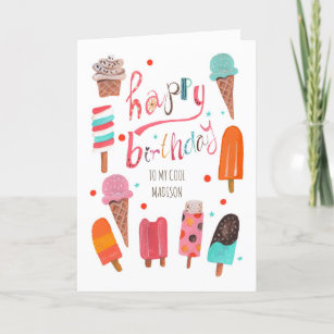 Popsicles & ice zum Geburtstag Gruß Karte