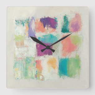 Popsicles II Stone Abstract Print Mike Schick Quadratische Wanduhr
