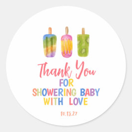 Popsim Baby Dusche Ice Creme Sommer Party Runder Aufkleber