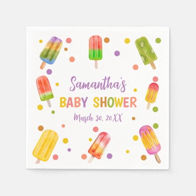 Popsim Baby Dusche Ice Creme Sommer Party Serviette (Vorderseite)