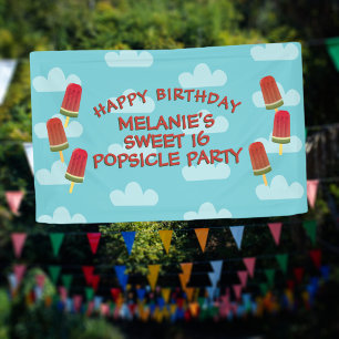 Popsim Party Birthday Girl Summer Blue Banner