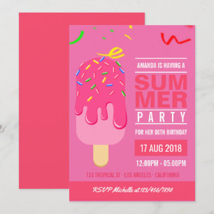 Popsim Summer Girl Birthday Party einladen Einladung