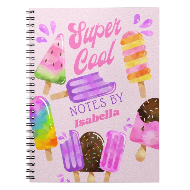Popsim Super Cool Pink Lila Personalisiert Notizblock (Vorderseite)