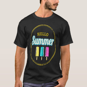 Popsira Hello Summer Vintag Ice Cream Retro T-Shirt