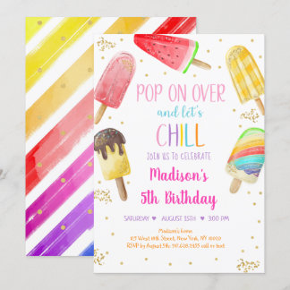 Popsiv Rainbow Pink Gold Girl Birthday Einladung