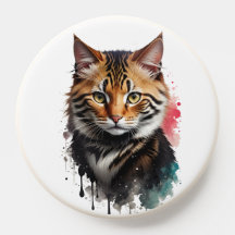 Fierce Tiger Striped Wild Aquarelle Splash Art