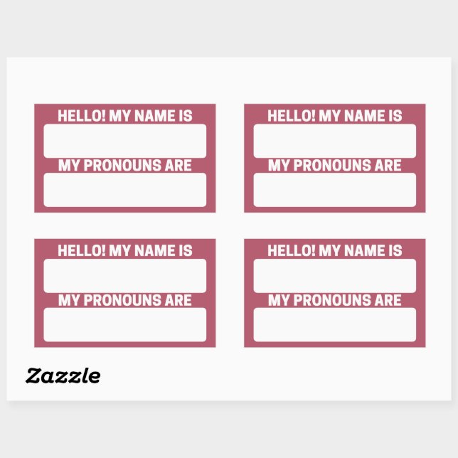 Popstar Red Name & Pronoun Labels Rechteckiger Aufkleber (Blatt)