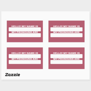 Popstar Red Name & Pronoun Labels Rechteckiger Aufkleber