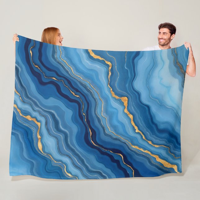 Popular Azure Blue Gold Marble Collection Fleecedecke (Beispiel)