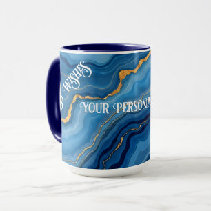 Popular Azure Blue Gold Marble Collection Tasse