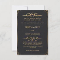 Popular Elegant Black Gold Imitats Foil Script Wed