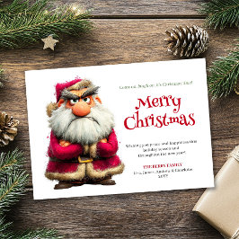 Popular grumpy Claus editable Christmas greeting Feiertagskarte