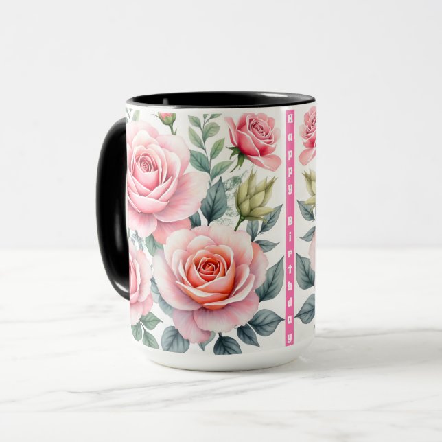 Popular Luxury Pink Roses Beautiful Collection Tasse (Vorderseite Links)