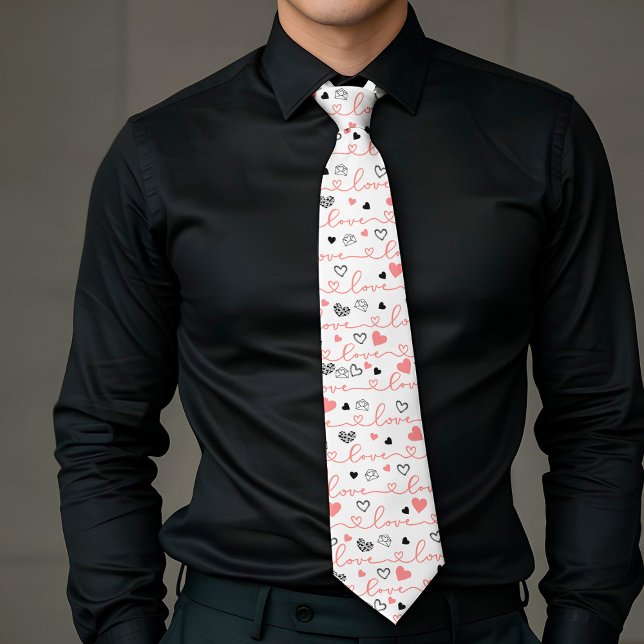 Popular Now Men’s Love Lettering Heart Tie Krawatte (Popular Now Men’s Love Lettering Heart Tie)