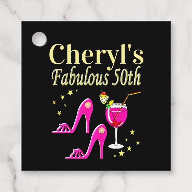POPULAR PINK 50. GEBURTSTAG DIVA DESIGN GESCHENKANHÄNGER (Vorderseite)