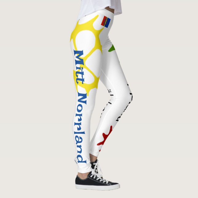 Populära Leggings vita med text samiska tecken (Rechts)
