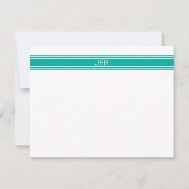Populäre Aquamarine Personalisierte Monogramm-Init Mitteilungskarte (Vorderseite)